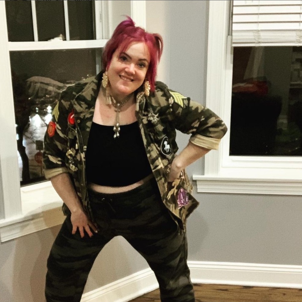 Vintage distressed Camo Jacket with pins and patches